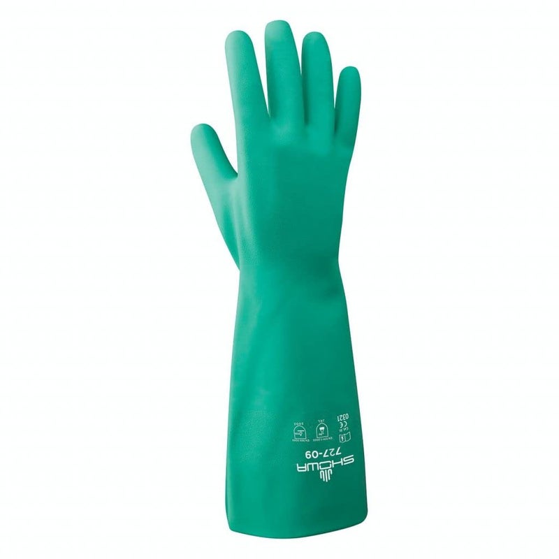 SHOWA 727 Nitrile Chemical Resistant Safety Glove, Unlined, Food Safe, 15 Mil Thick, 13" Length, XX-Large (12 Pair) - Image 1